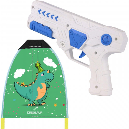 Set 2 Piese Jucarie Interactiva, Flippy, Pistol de Catapultare + Zmeu, din Plastic si Panza, +8 Ani, Impermeabil, Model Dinozaur Verde, Multicolor [3]