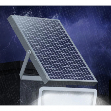 Set 2 proiectoare LED cu Panou Solar Flippy, Senzor de miscare, Telecomanda, Waterproof, 200 LED-uri incorporate, 65W, 24x18 cm, IP67, Design Modern, Negru [5]