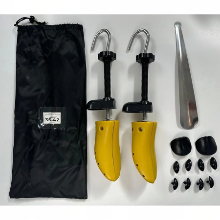 Set 2 Sanuri/Calapoade Reglabilile, Flippy, pentru Alungit si Largit Pantofi, Geanta si Incaltator Incluse, Universale, Unisex, din ABS Premium, Arc, Marime 35 - 42, Galben/Negru [5]