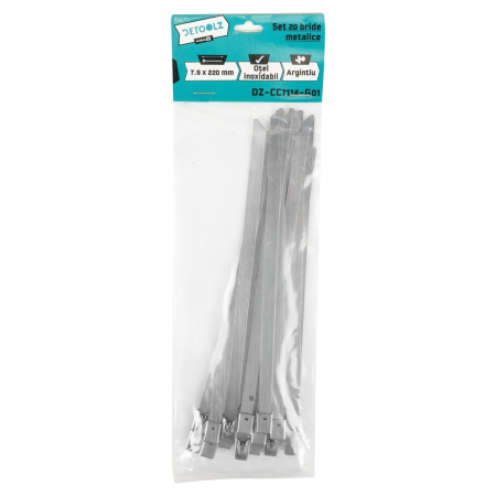 Scule si Unelte  - Set 20 bride metalice Detoolz 7.9x200mm