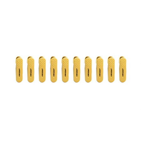 Uscatoare si standere haine - Set 20 de Cleme pentru Haine, Flippy, de Prindere pentru Pantaloni, Atasabile la Umerase, 1.6x2.3x6.35 cm, Galben