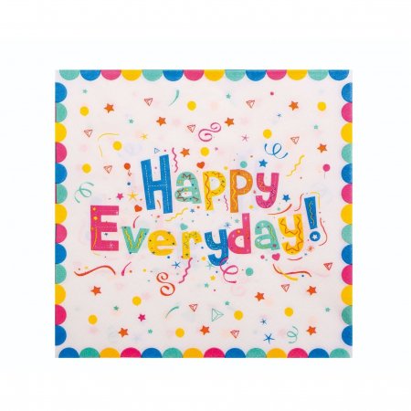 Articole petrecere - Set 20 de Servetele de Masa, Flippy, Model Happy Everyday, 17 x 17 cm, Multicolor