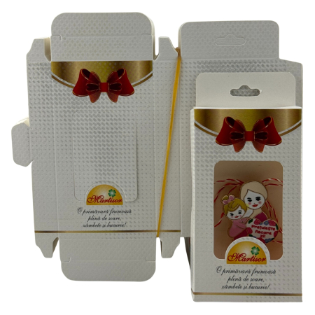 Set 200 Bucati Ambalaje de Carton pentru Martisoare, Flippy, Cutii Brosa, Model cu Funda, Alb [2]