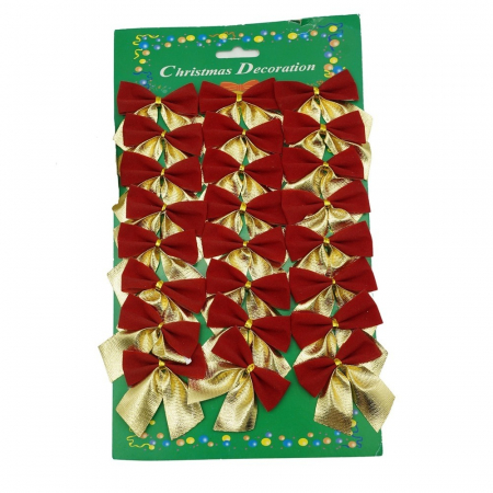 Decoratiuni, ornamente si articole Craciun - Set 24 fundite pentru brad, Rosii-Aurii , 5 x 6 cm, din poliester, Flippy