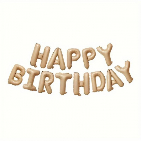 Articole petrecere - Set 25 de Baloane din Folie Metalizata si Latex, Flippy, Figurine 2 Stele, 4 Baloane Confetti, 13 Litere, 6 Latex, Model Happy Birthday, Tema Aniversare, 40 cm, Ambalaj Individual, Pai Inclus, Umflare