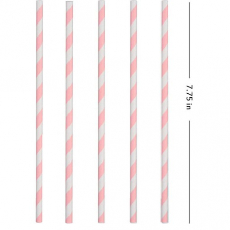Articole petrecere - Set 25 paie din hartie 20 x 0.6 cm, roz