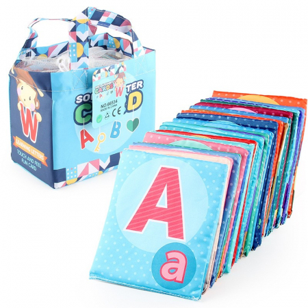 Set 26 Carduri din Panza cu Doua Fete, Flippy, Model Litere, Educational, Interactiv, Saculet Inclus, Multicolor [5]