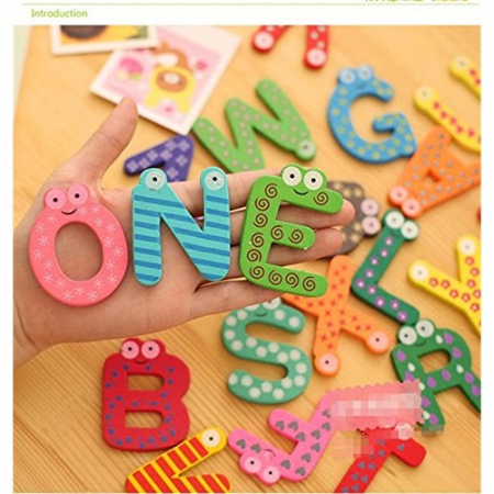 Set 26 Magneti de Frigider pentru Copii, Flippy, Model Alfabet A-Z, Figurine Amuzante, din Lemn, Multicolor [5]