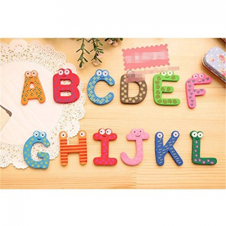 Set 26 Magneti de Frigider pentru Copii, Flippy, Model Alfabet A-Z, Figurine Amuzante, din Lemn, Multicolor [2]