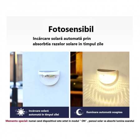 Set 2x Lampa solara de perete 6LED, Flippy, carcasa alba, lumina alb cald [6]