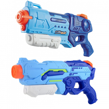 Jucarii, Copii & Bebe - Set 2x Pistol cu Apa pentru Copii, Rezervor, Pentru Piscina/Plaja, Flippy, 6ani+, Albastru, 1200 ML + 900 ML