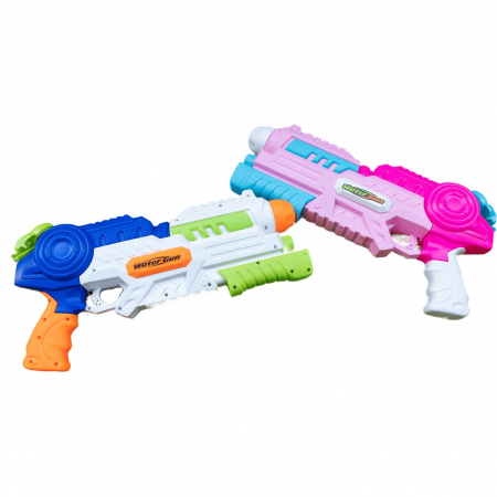 Jucarii, Copii & Bebe - Set 2x Pistol cu Apa pentru Copii, Rezervor, Pentru Piscina/Plaja, Flippy, 6ani+, Roz + Albastru, 1000 ML