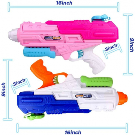 Set 2x Pistol cu Apa pentru Copii, Rezervor, Pentru Piscina/Plaja, Flippy, 6ani+, Roz + Albastru, 1200 ML [4]