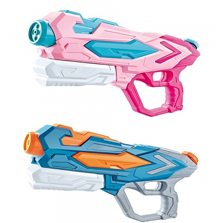 Jucarii, Copii & Bebe - Set 2x Pistol cu Apa pentru Copii, Rezervor, Pentru Piscina/Plaja, Flippy, 6ani+, Roz + Albastru, 4 duze, 900 ML