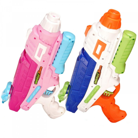 Jucarii, Copii & Bebe - Set 2x Pistol cu Apa pentru Copii, Rezervor, Pentru Piscina/Plaja, Flippy, 6ani+, Roz + Albastru, 600 ML