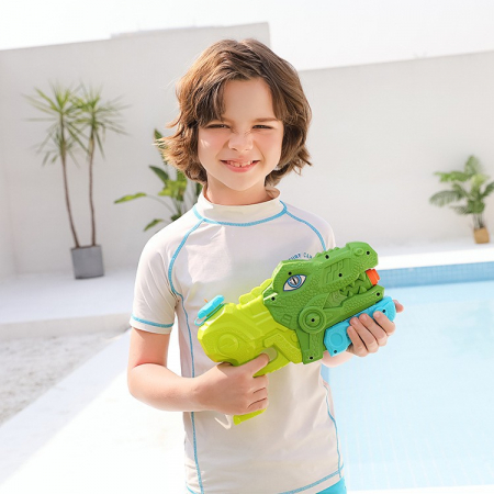Set 2x Pistol cu Apa pentru Copii, Rezervor, Pentru Piscina/Plaja, Flippy, 6ani+, Tiranozaur, Roz + Verde,660 ML [6]