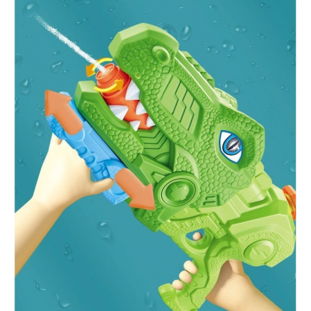 Set 2x Pistol cu Apa pentru Copii, Rezervor, Pentru Piscina/Plaja, Flippy, 6ani+, Tiranozaur, Roz + Verde,660 ML [3]