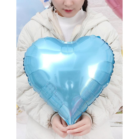 Set 3 Baloane din Folie Metalizata, Flippy, Figurina Inima, Tema Ziua Indragostitilor, 45 cm, Ambalaj Individual, Pai Inclus, Umflare cu Aer sau Heliu, Albastru/Argintiu [5]