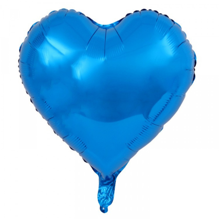 Set 3 Baloane din Folie Metalizata, Flippy, Figurina Inima, Tema Ziua Indragostitilor, 45 cm, Ambalaj Individual, Pai Inclus, Umflare cu Aer sau Heliu, Albastru/Argintiu [1]