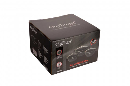 Set 3 cratite cu capac CF-DCS01, acoperire din marmura, 20-24-28cm/2L-3.5L-5.7L, anti lipre [8]