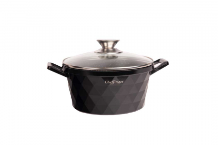 Set 3 cratite cu capac CF-DIAC03-BLK, acoperire din marmura,20-24-28cm/2L-3.5L-5.7L, anti lipre [3]
