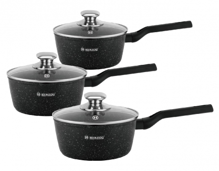 Pentru Casa si Camping - Set 3 cratite cu capac HR-2621, 16-18-20cm/1.3-1.8-2.5L