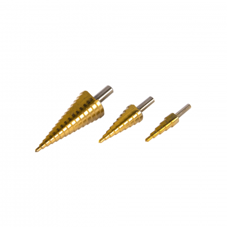 Accesorii masini de gaurit - Set 3 freze in trepte HSS+Ti 4-12,4-20,4-32mm