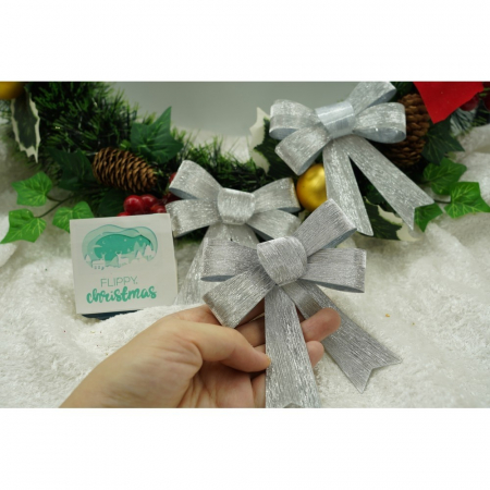 Set 3 fundite pentru brad, Argintii, 10 x 11 cm, din poliester, Flippy [4]