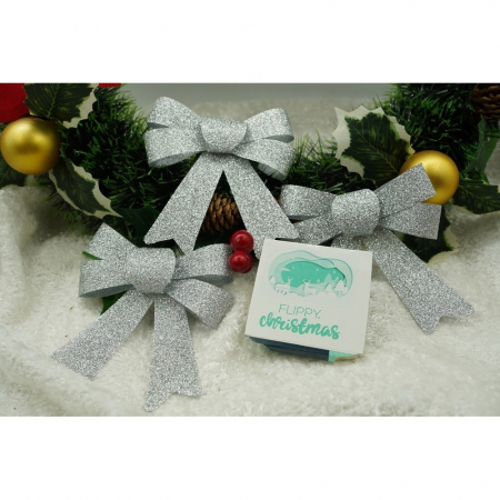 Set 3 fundite pentru brad, Argintii, cu sclipici, 10 x 11 cm, din poliester, Flippy [4]