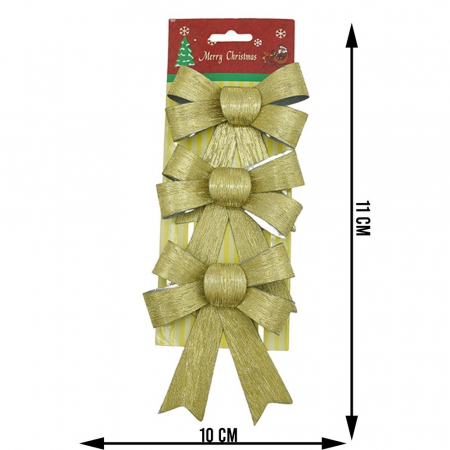 Set 3 fundite pentru brad, Aurii, 10 x 11 cm, din poliester, Flippy [5]