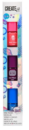 Jucarii, Copii & Bebe - Set 3 lacuri de unghii Poptastic pentru fetite, 10 ml, Mov, Albastru, Roz, Create It!