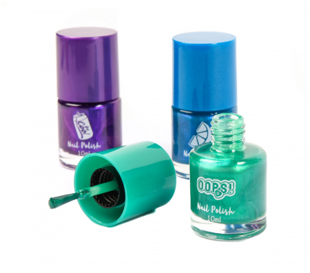 Set 3 lacuri de unghii Poptastic pentru fetite, 10 ml, Mov, Albastru, Verde, Create It! [3]
