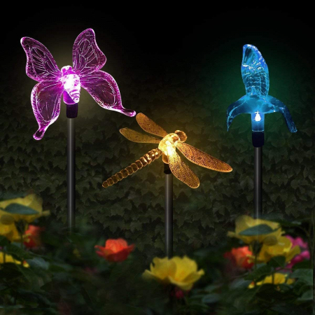 Set 3 Lampi Solare LED tip pasare-fluture-libelula, Inaltime 43 cm, Flippy, Multicolor [5]