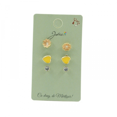 Cercei - Set 3 Perechi Cercei Floare, Inima, Piatra