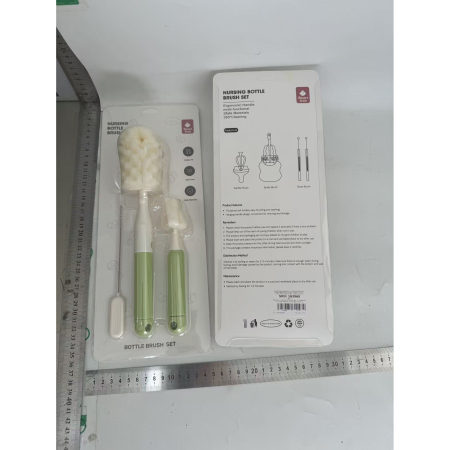 Set 3 Perii de Spalat Biberoane, Flippy, pentru Tetina, Biberon, Pai, Materiale Sigure, fara BPA, Curatare 360°, Verde [5]