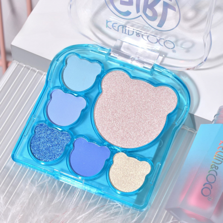 Set 3 Produse de Machiaj, KEVIN &amp;amp; COCO, Ice Blue Bear, 6 culori, 15.5 x 13 x 3.4 cm [3]
