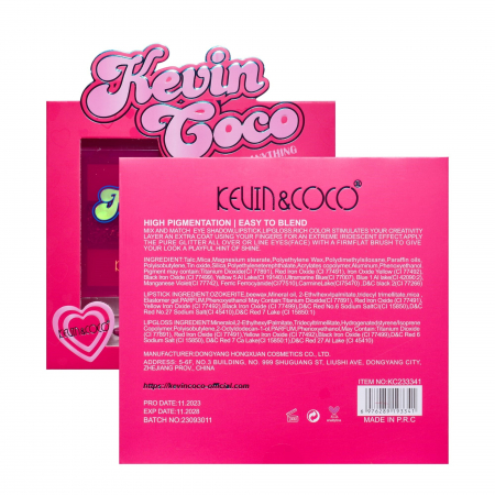 Set 3 Produse de Machiaj, KEVIN &amp;amp; COCO, Pink Hearted, 9 culori, 15.5 x 13 x 3.4 cm [8]