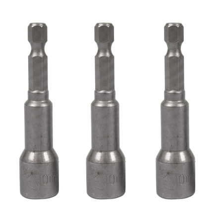 Scule si Unelte  - Set 3 tubulare Detoolz, prindere hexagonala 1/4", dimensiuni 10mm * 65mm, magnetice