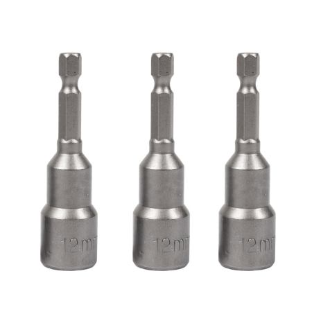Scule si Unelte  - Set 3 tubulare Detoolz, prindere hexagonala 1/4", dimensiuni 12mm * 65mm, magnetice