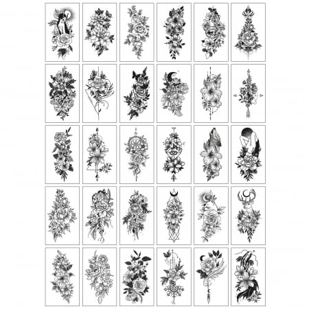 Articole petrecere - ! LICHIDARE DE STOC ! Set 30 tatuaje cu apa diverse modele, flori