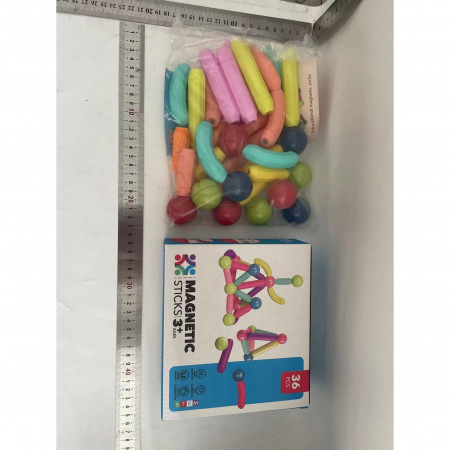 Set 36 de Piese Magnetice de Constructie, Flippy, Puzzle, Forme, 3 Ani, ABS, Magnet, 18x6x16 cm, Multicolor [1]