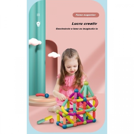 Set 36 piese magnetice de constructie, Flippy, Forme geometrice, Multicolor [3]
