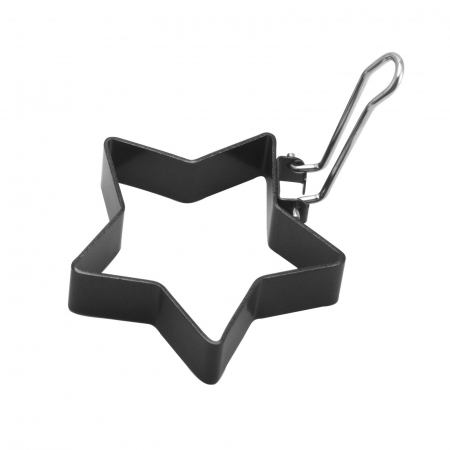 Set 4 forme pentru ou Flippy, din otel, strat antiaderent, diametru 7.5 cm, cu maner din ABS, negru [2]