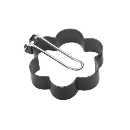 Set 4 forme pentru ou Flippy, din otel, strat antiaderent, diametru 7.5 cm, cu maner din ABS, negru [3]