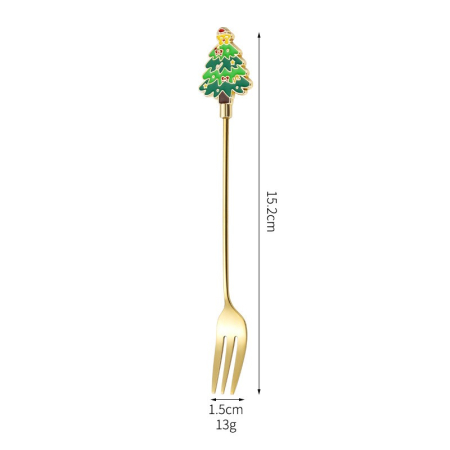 Set 4 Furculite, Flippy, Tema Craciun, Model Carry The Merry, 4 Modele, din Otel Inoxidabil, 19.5 x 16 x 2 cm, Multicolor [6]
