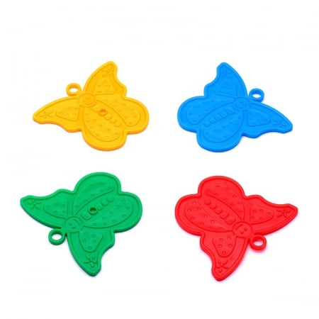 Articole petrecere - Set 4 Greutati pentru Baloanele cu Heliu, Flippy, 30 grame, Plastic, Forma Fluture, Multicolor