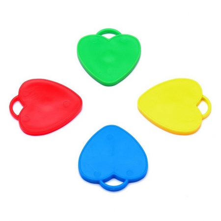 Articole petrecere - Set 4 Greutati pentru Baloanele cu Heliu, Flippy, 32 grame, 8 grame Fiecare, Plastic, Forma Inima, Multicolor