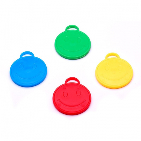 Articole petrecere - Set 4 Greutati pentru Baloanele cu Heliu, Flippy, 32 grame, 8 grame Fiecare, Plastic, Forma Smiley Face, Multicolor