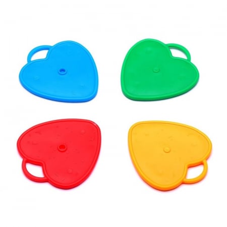 Articole petrecere - Set 4 Greutati pentru Baloanele cu Heliu, Flippy, 60 grame, 15 grame fiecare, Plastic, Forma Inima, Multicolor