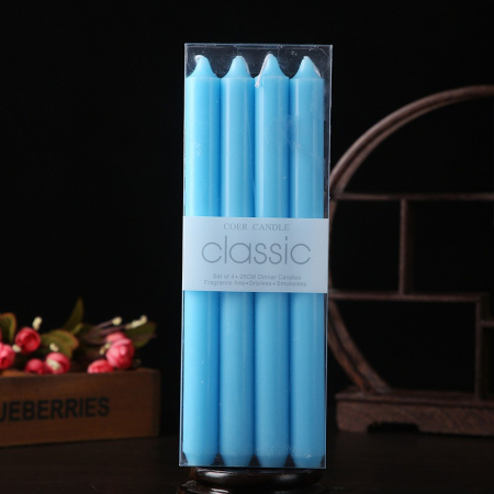 Articole petrecere - Set 4 Lumanari pentru Masa, Flippy, pentru Cina, Model Simplu, Albastre, 2.2x25 cm